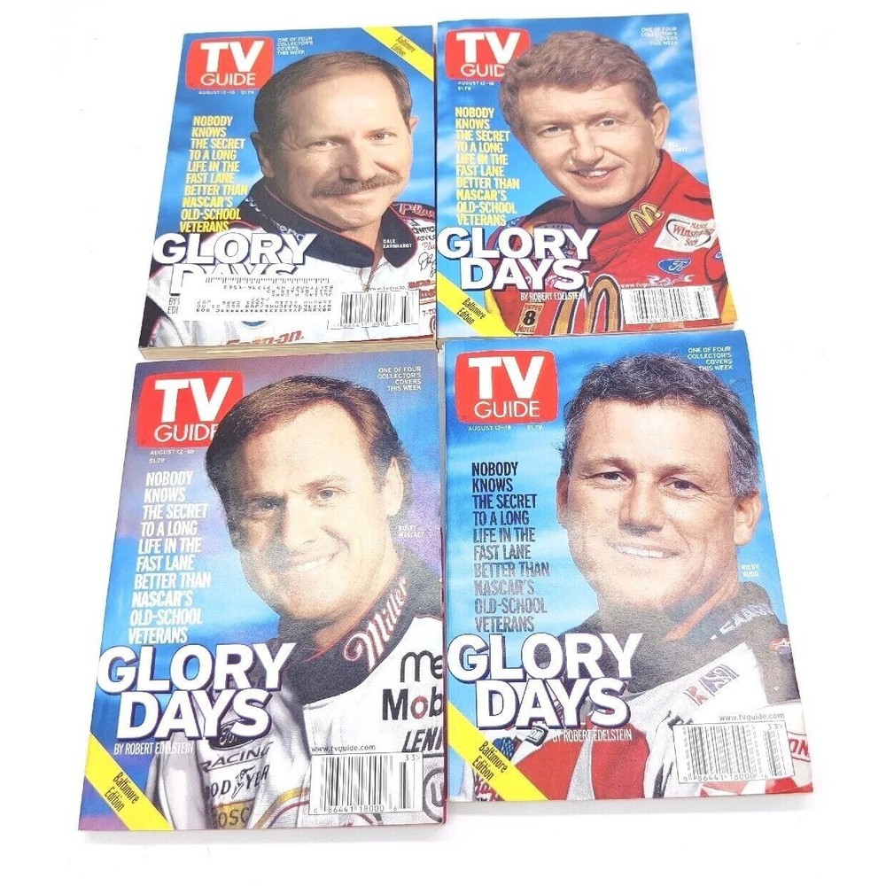 Vintage NASCAR TV Guides Lot Collectors Covers Glory Days Dale Earnhart Aug 2000